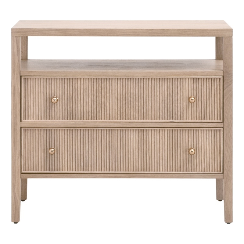 Pemberly Row Open Shelf 2-Drawer Nightstand 34