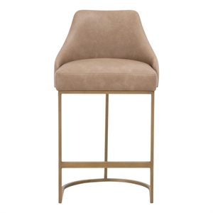 Pemberly Row Counter Stool Set of 2 19&quotW in Tan Vegan Leather