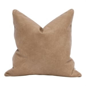 Pemberly Row Contemporary 22&quot Vegan Leather Down Pillow Set of 2 in Tan