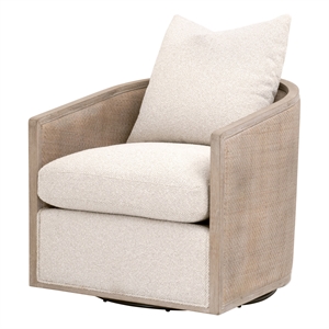 Pemberly Row 30&quot Cane-Wrapped 360-degree Swivel Club Chair in Natural Gray