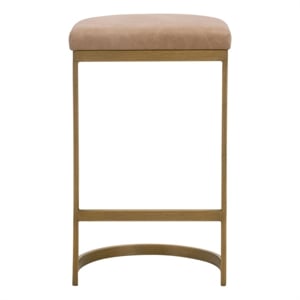 Pemberly Row Backless Counter Stool 16&quot x 26.5&quot in Tan Leather