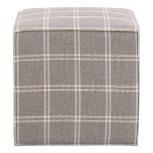 Pemberly Row Upholstered Accent Cube 20&quot in Gray and White Fabric