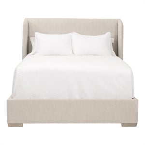 Pemberly Row Wingback Upholstered Cal King Bed 78&quot x 54.5&quot in Bisque