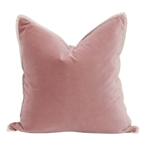 Pemberly Row 20&quot Velvet Down Pillow Set of 2 in Pink With Jute Piping