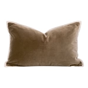 Pemberly Row 20&quot Velvet Down Lumbar Pillow Set of 2 in Caramel Brown