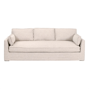 Pemberly Row Contemporary Outdoor 90&quot Taper Arm Slipcover Sofa in Beige