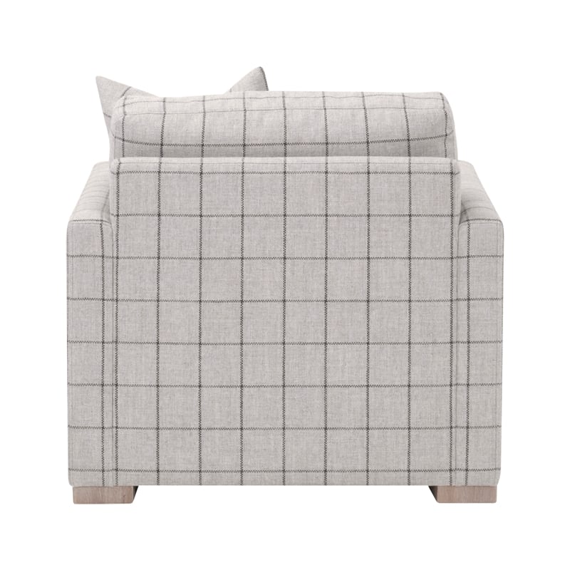 Pemberly Row Slim Arm Sofa Chair in Windowpane Cement With Oak Feet