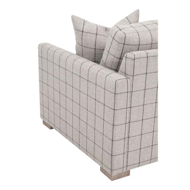 Pemberly Row Slim Arm Sofa Chair in Windowpane Cement With Oak Feet