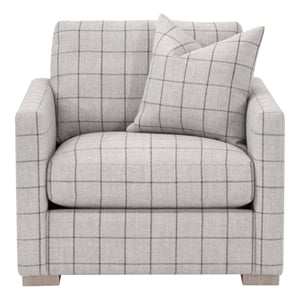 Pemberly Row Slim Arm Sofa Chair in Windowpane Cement With Oak Feet
