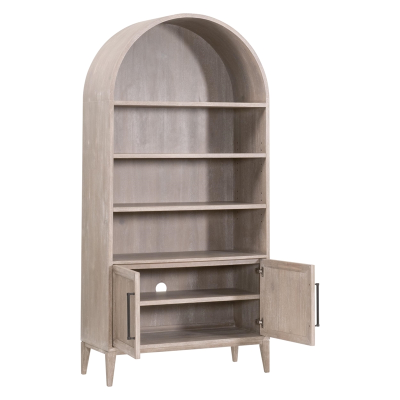 Pemberly Row Acacia Wood Storage Bookcase 42