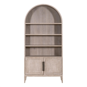 Pemberly Row Acacia Wood Storage Bookcase 42&quot x 86.5&quot in Natural Gray