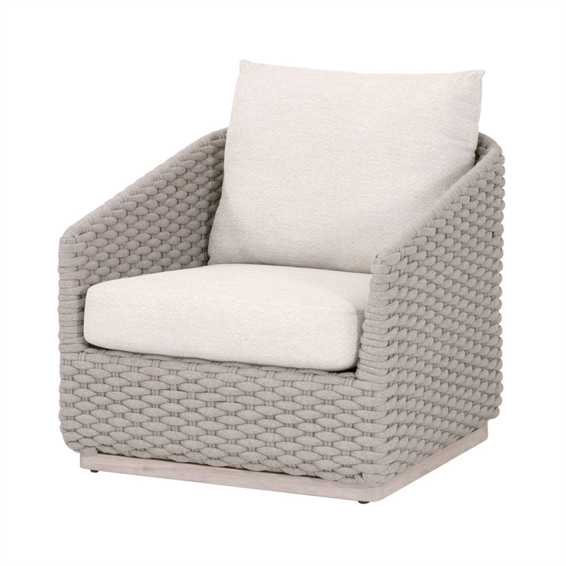 Pemberly Row Outdoor Rope and Teak Sofa Chair 33