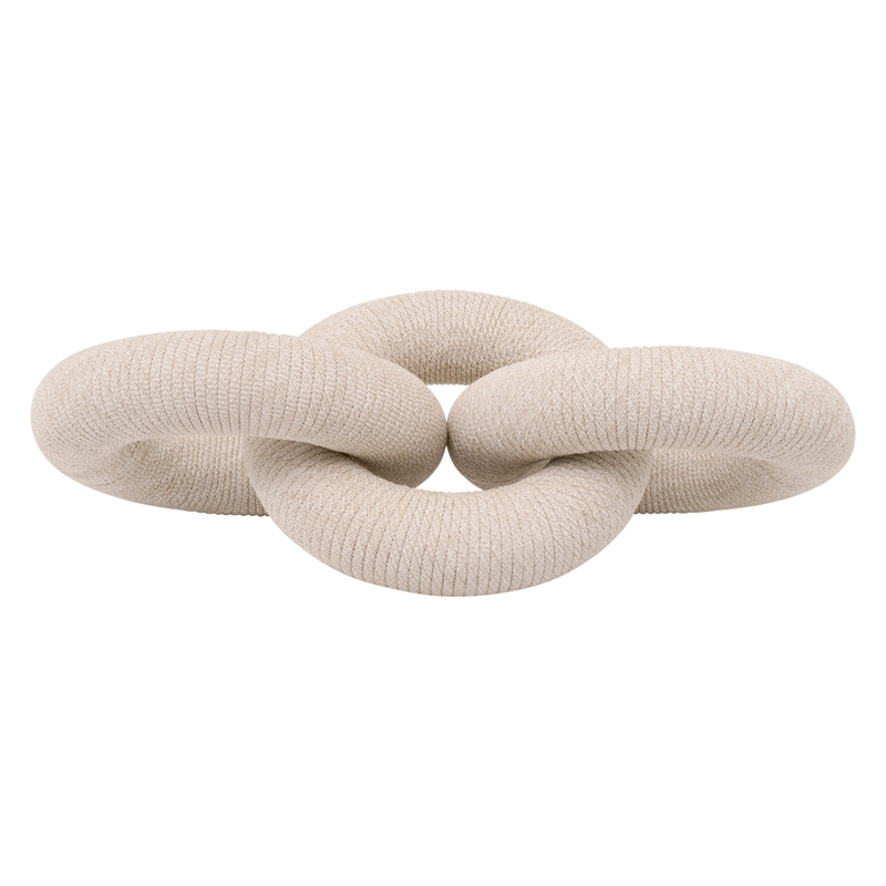 Pemberly Row Handcrafted Rope Chain Link Tabletop Accent in Taupe