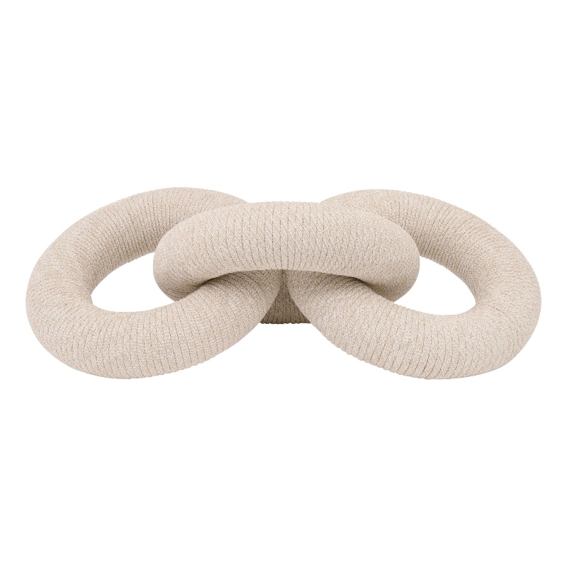 Pemberly Row Handcrafted Rope Chain Link Tabletop Accent in Taupe