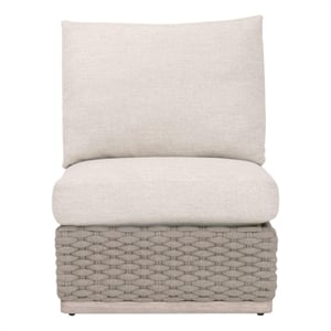 Pemberly Row Outdoor Modular Armless Sofa Chair 28&quotW in Off White