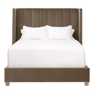 Pemberly Row Wing Headboard Queen Bed 71.25&quot x 61.75&quot in Caramel