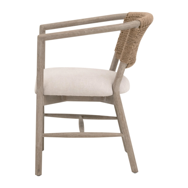 Pemberly Row Oak and Jute Twine Accent Chair in Bisque (Set of 2)