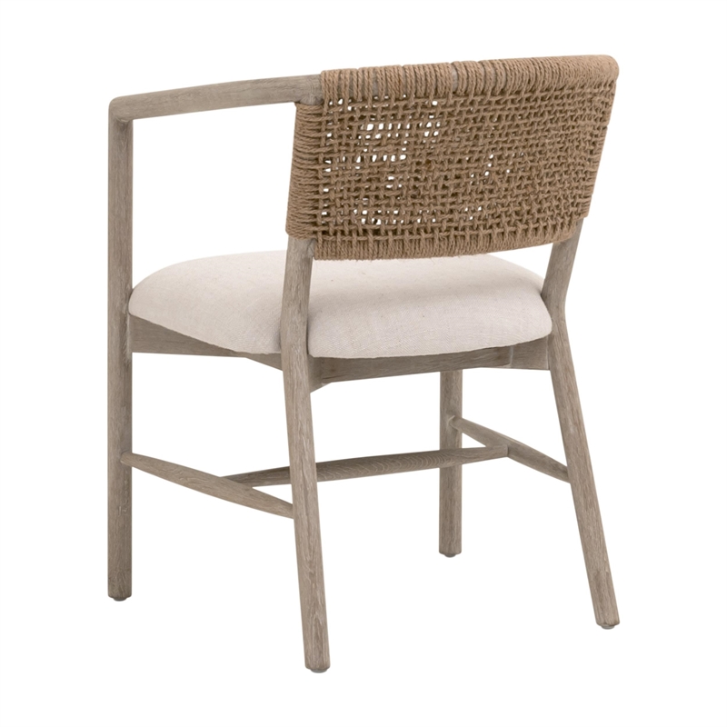 Pemberly Row Oak and Jute Twine Accent Chair in Bisque (Set of 2)