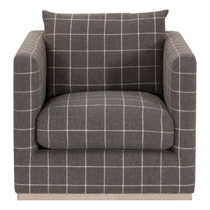 Pemberly Row Plinth Base 360 Swivel Club Chair 33&quot x 35&quot in Plaid