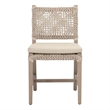 Pemberly Row Woven Rope Outdoor Teak Dining Chair in Ecru (Set of 2)