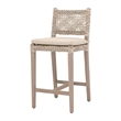 Pemberly Row Woven Rope Outdoor Teak Counter Stool 18.5