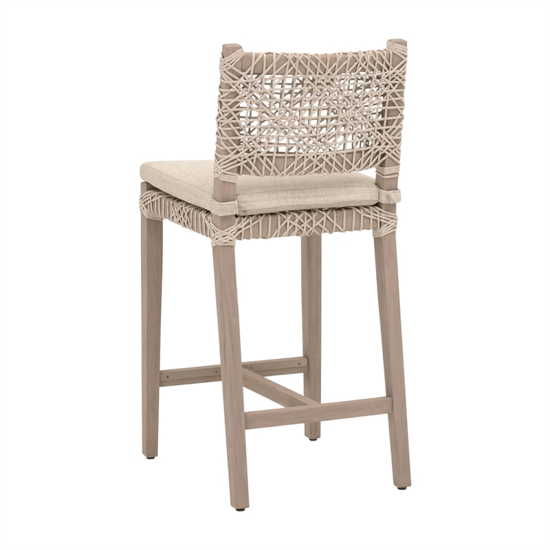 Pemberly Row Woven Rope Outdoor Teak Counter Stool 18.5