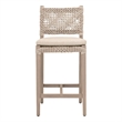 Pemberly Row Woven Rope Outdoor Teak Counter Stool 18.5
