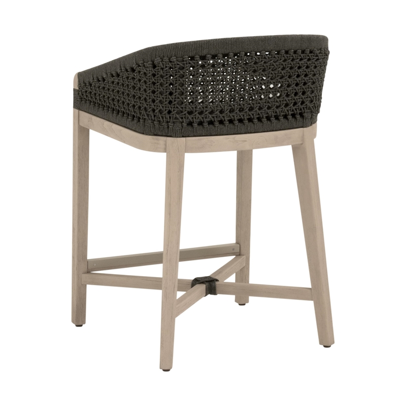 Pemberly Row Outdoor Rope and Teak Counter Stool 21