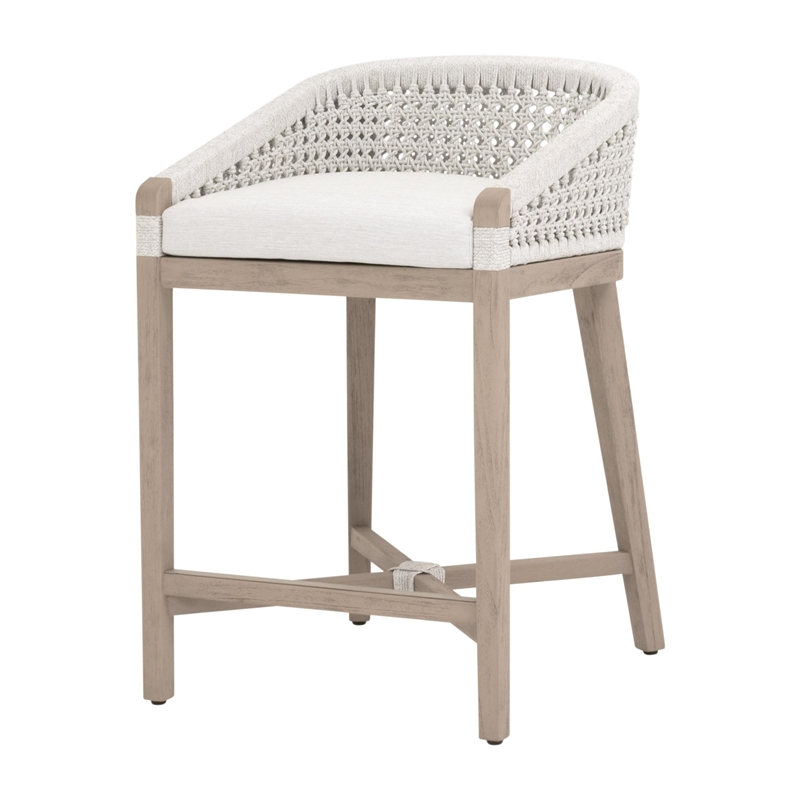 Pemberly Row Outdoor Rope and Teak Counter Stool 21