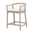 Pemberly Row Outdoor Woven Teak Counter Stool 24