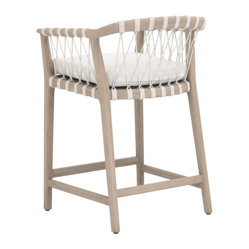 Pemberly Row Outdoor Woven Teak Counter Stool 24