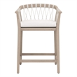 Pemberly Row Outdoor Woven Teak Counter Stool 24
