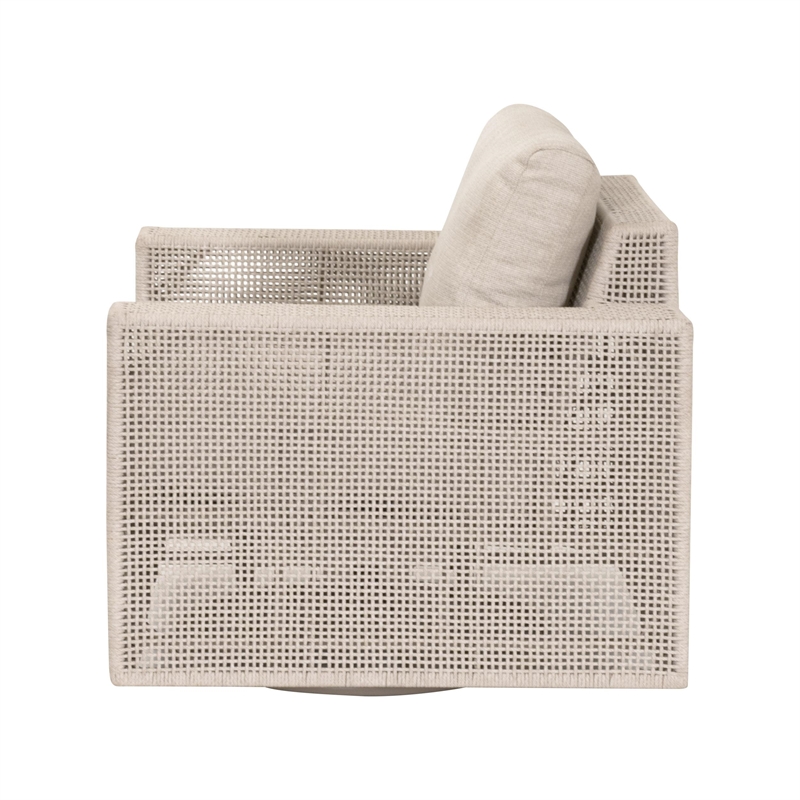 Pemberly Row Outdoor Swivel Rocker Rope Sofa Chair 36.5