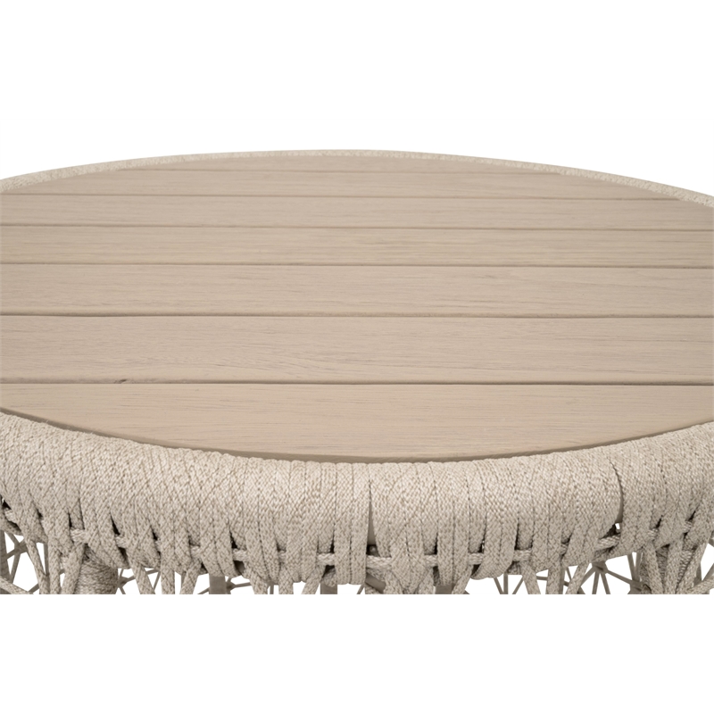 Pemberly Row Outdoor Rope and Teak Round End Table 24