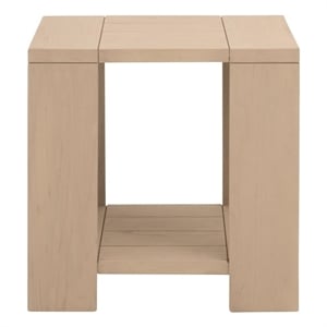 Pemberly Row Outdoor Teak End Table With Shelf 22.75&quot x 22.5&quot