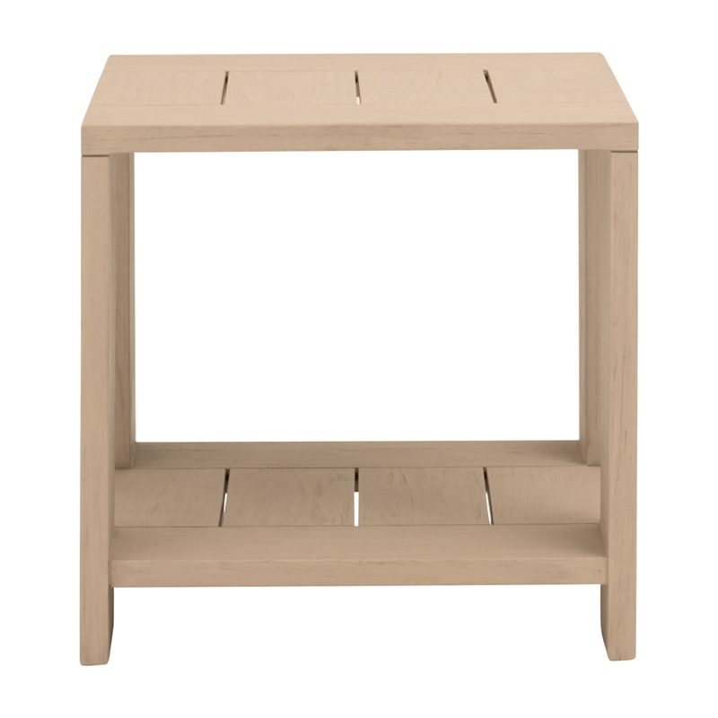 Pemberly Row Outdoor Teak End Table With Shelf 22.75