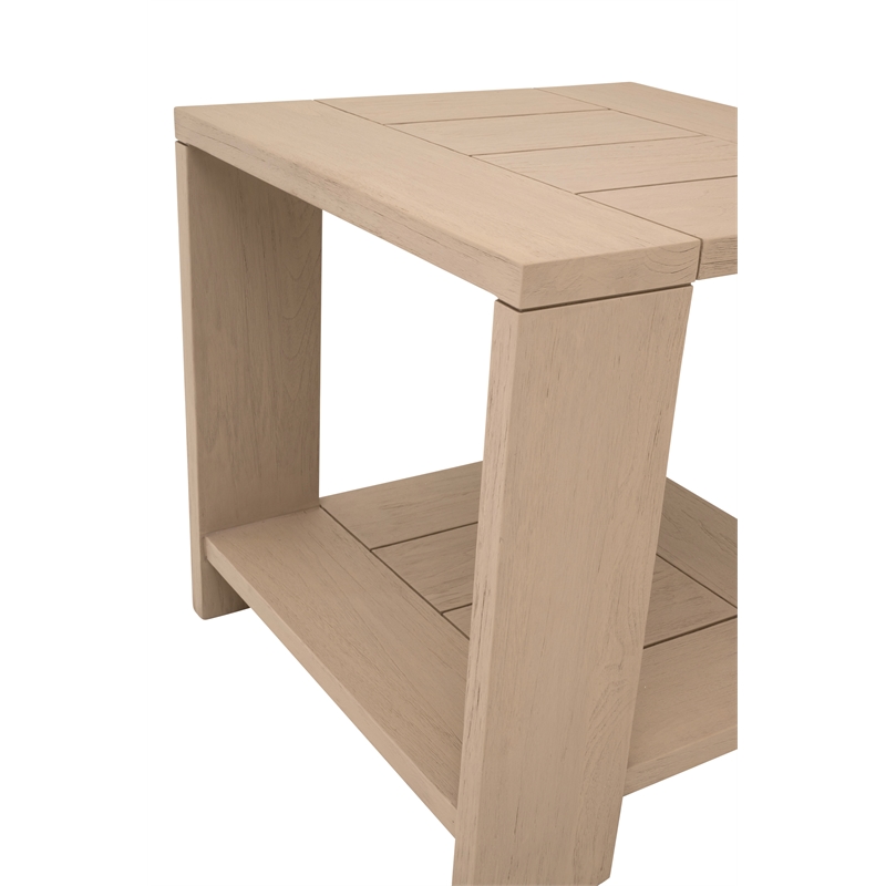 Pemberly Row Outdoor Teak End Table With Shelf 22.75