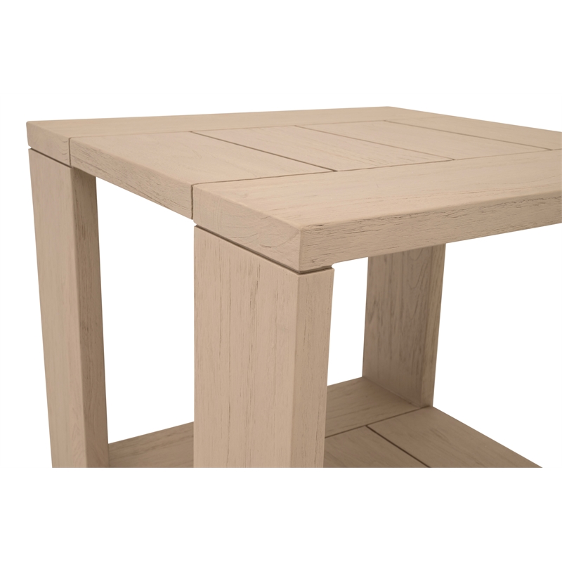 Pemberly Row Outdoor Teak End Table With Shelf 22.75