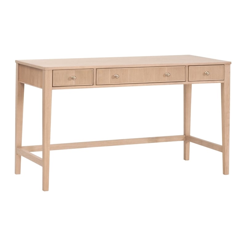Pemberly Row Fluted 3-Drawer Oak Desk 54