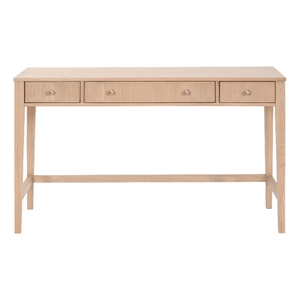 Pemberly Row Fluted 3-Drawer Oak Desk 54&quot x 31.25&quot in Natural Oak