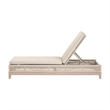 Pemberly Row Outdoor Woven Rope Teak Adjustable Chaise Lounge in Oat