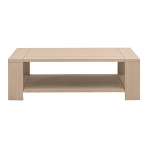 Pemberly Row Outdoor Teak Coffee Table With Shelf 52&quot x 16.75&quot