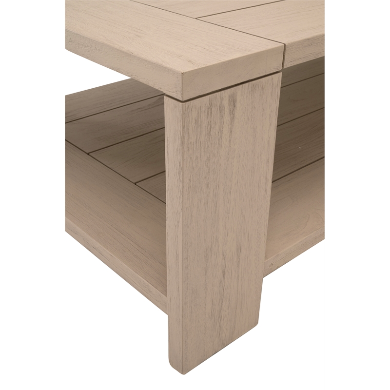 Pemberly Row Outdoor Teak Coffee Table With Shelf 52