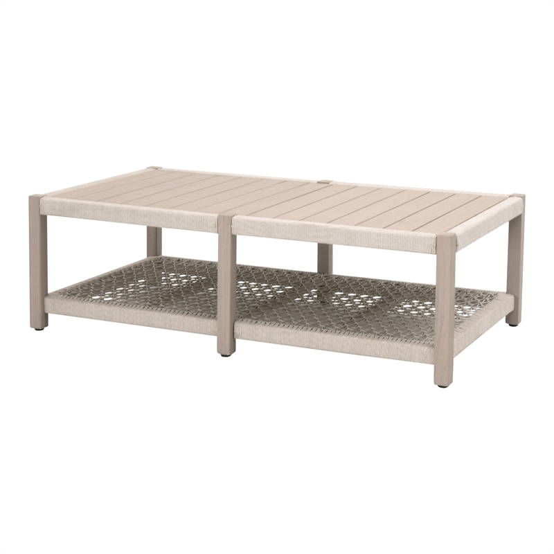 Pemberly Row Outdoor Rope and Teak Coffee Table 56.25