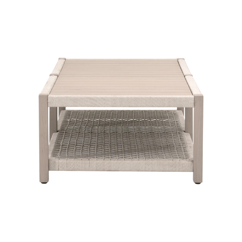Pemberly Row Outdoor Rope and Teak Coffee Table 56.25
