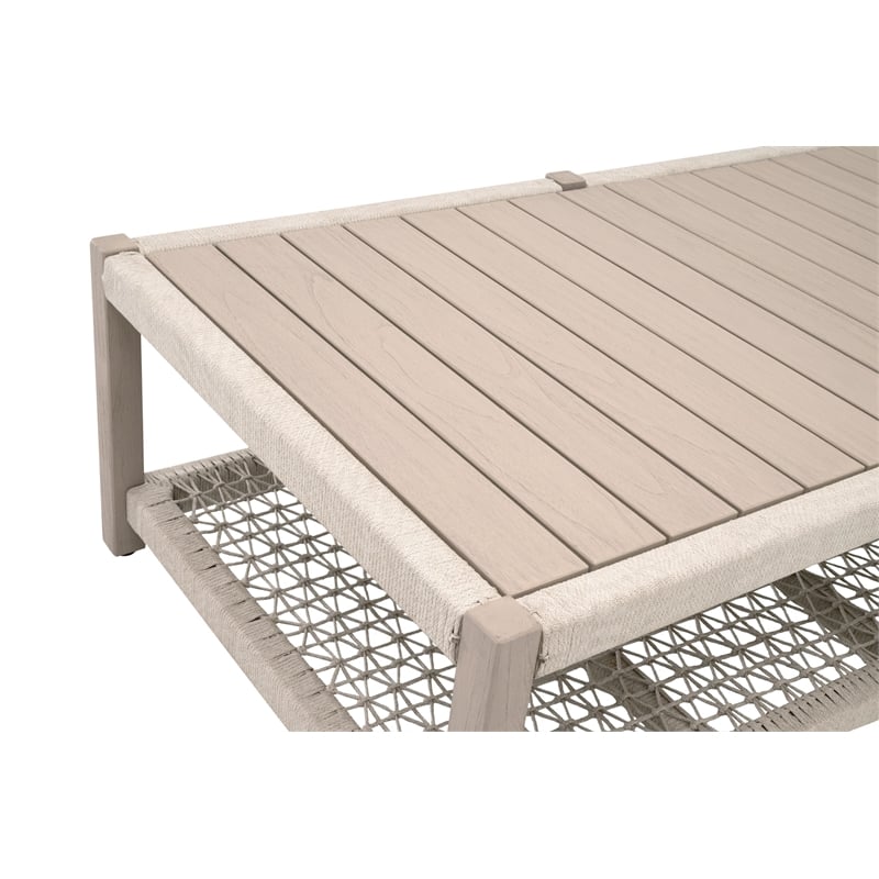 Pemberly Row Outdoor Rope and Teak Coffee Table 56.25
