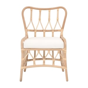 Pemberly Row Hand-Shaped Rattan Dining Chair in Natural (Set of 2)
