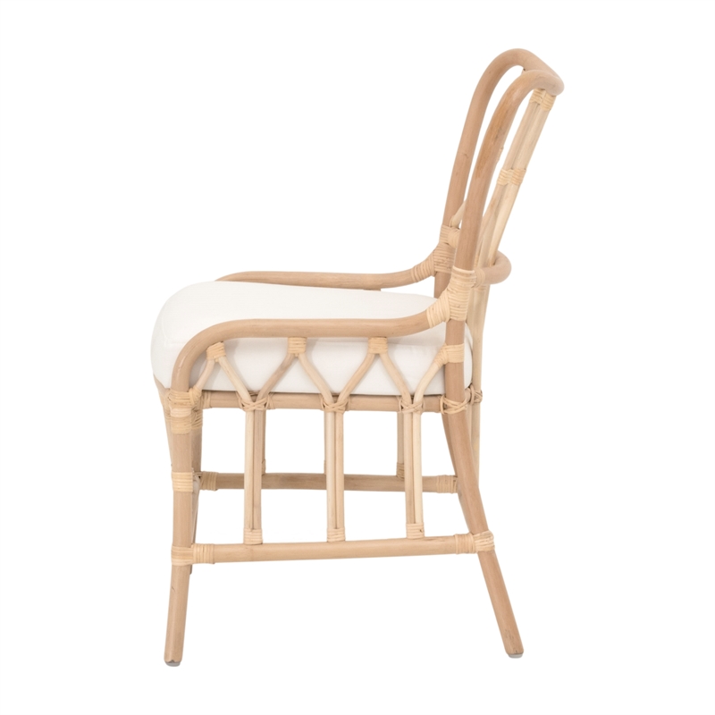 Pemberly Row Hand-Shaped Rattan Dining Chair in Natural (Set of 2)