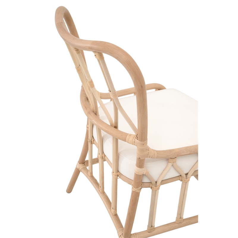 Pemberly Row Hand-Shaped Rattan Dining Chair in Natural (Set of 2)