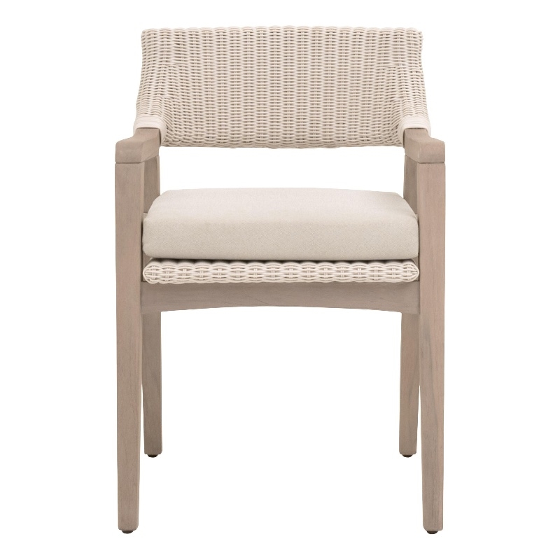 Pemberly Row Outdoor Wicker and Teak Arm Chair 21.75